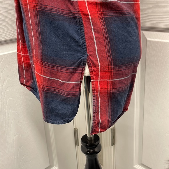 Gap Plaid Red White Blue Cotton Long Sleeve Shirt Small - Picture 7 of 10